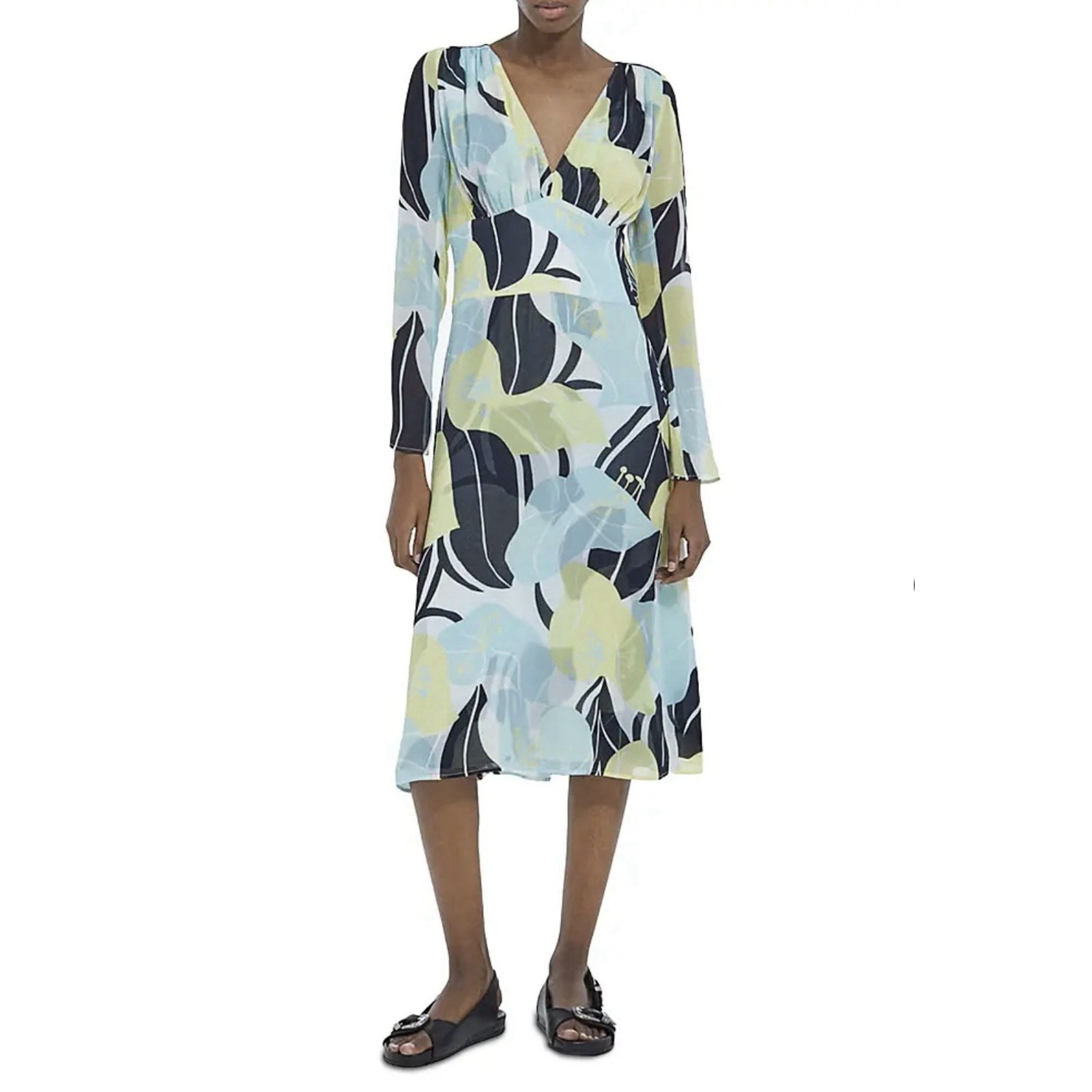 The Kooples Hibiscus Empire Waist Midi Dress Size 2 New With Tags $375